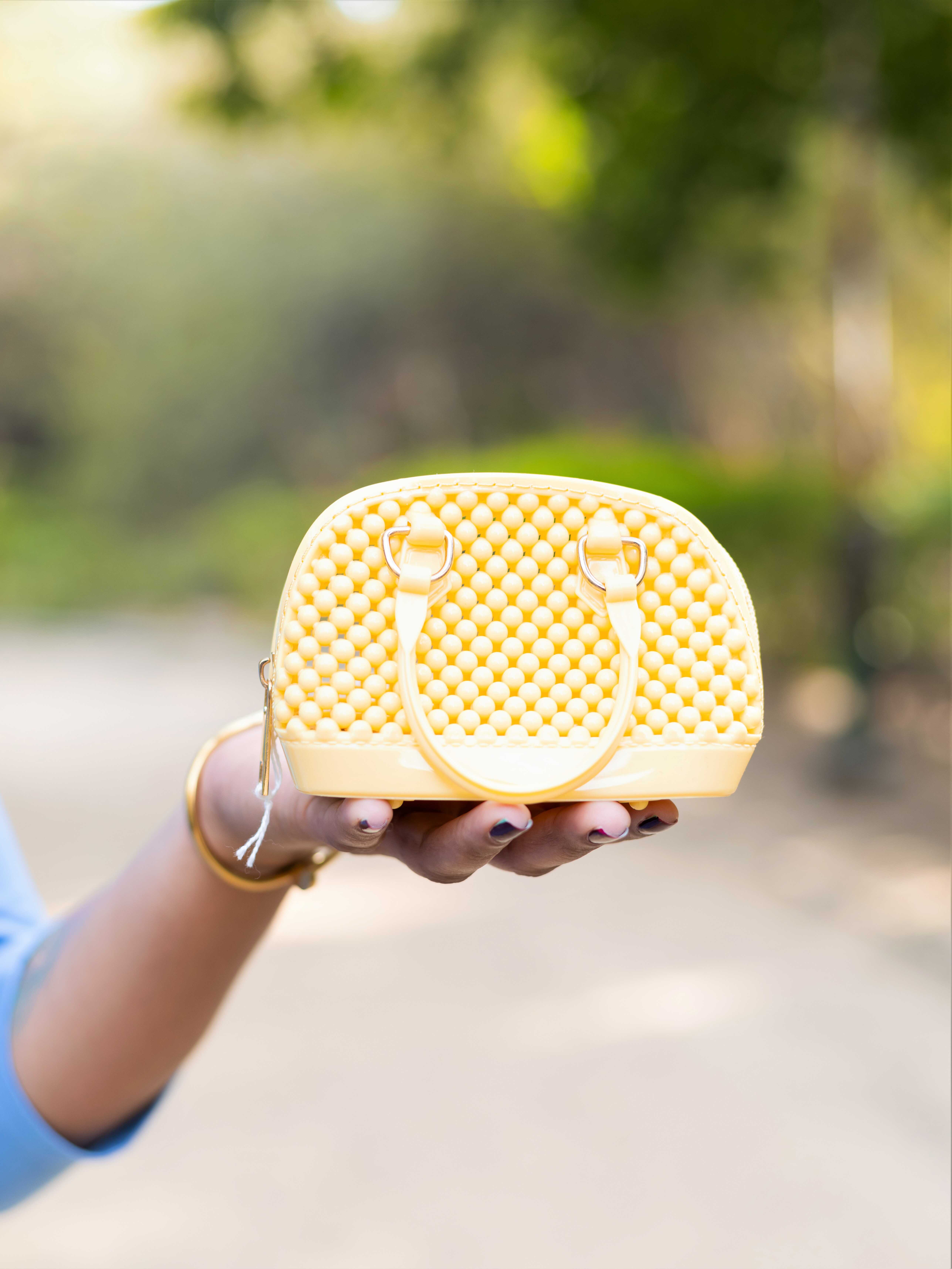 Yellow Textured Mini Handbag