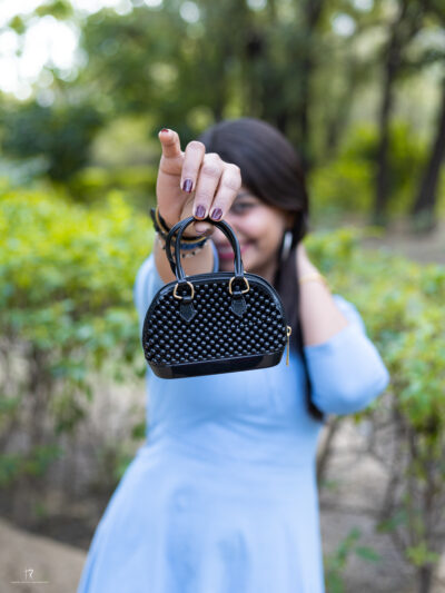 Black Textured Mini Handbag