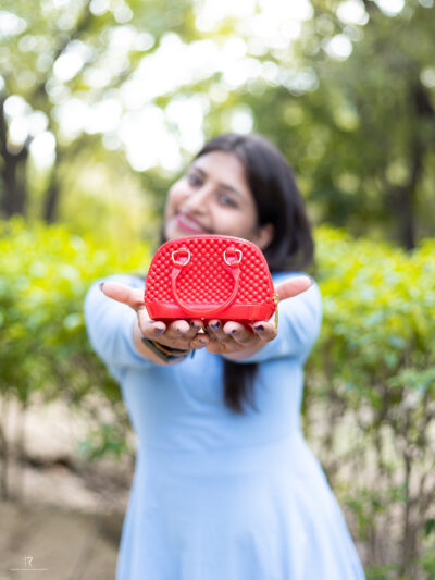 Red Textured Mini Handbag